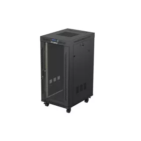   Lanberg FF01-6824-12BL 19" 42U SZÉL:600mm MÉLY:800mm MAG:1320mm lapraszerelt LCD üvegajtós fekete álló rack szekrény