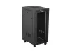 Lanberg FF01-6824-12BL 19" 42U SZÉL:600mm MÉLY:800mm MAG:1320mm lapraszerelt LCD üvegajtós fekete álló rack szekrény