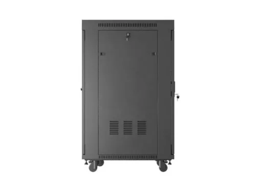 Lanberg FF01-6824-12BL 19" 42U SZÉL:600mm MÉLY:800mm MAG:1320mm lapraszerelt LCD üvegajtós fekete álló rack szekrény