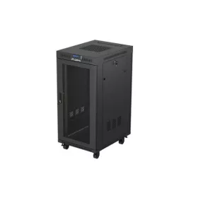   Lanberg FF01-6824-23BL 19" 42U SZÉL:600mm MÉLY:800mm MAG:1320mm lapraszerelt LCD hálós fémajtós fekete álló rack szekrény