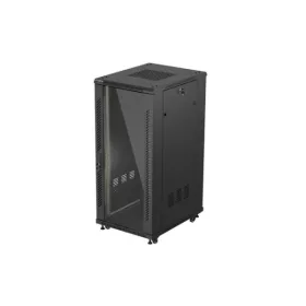   Lanberg FF01-6827-12B 19" 27U SZÉL:600mm MÉLY:800mm MAG:1381mm lapraszerelt üvegajtós fekete álló rack szekrény