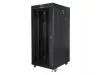 Lanberg FF01-6827-12BL 19" 27U SZÉL:600mm MÉLY:800mm MAG:1431mm lapraszerelt LCD üvegajtós fekete álló rack szekrény