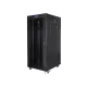 Lanberg FF01-6827-12BL 19" 27U SZÉL:600mm MÉLY:800mm MAG:1431mm lapraszerelt LCD üvegajtós fekete álló rack szekrény