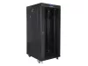 Lanberg FF01-6827-12BL 19" 27U SZÉL:600mm MÉLY:800mm MAG:1431mm lapraszerelt LCD üvegajtós fekete álló rack szekrény