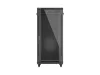 Lanberg FF01-6827-12B 19" 27U SZÉL:600mm MÉLY:800mm MAG:1381mm lapraszerelt üvegajtós fekete álló rack szekrény