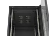 Lanberg FF01-6827-12B 19" 27U SZÉL:600mm MÉLY:800mm MAG:1381mm lapraszerelt üvegajtós fekete álló rack szekrény