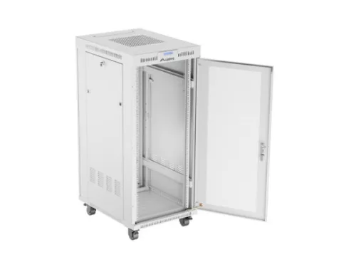 Lanberg FF01-6827-23SL 19" 27U SZÉL:600mm MÉLY:800mm MAG:1461mm lapraszerelt LCD hálós fémajtós szürke álló rack szekrény