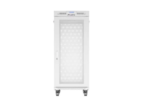 Lanberg FF01-6827-23SL 19" 27U SZÉL:600mm MÉLY:800mm MAG:1461mm lapraszerelt LCD hálós fémajtós szürke álló rack szekrény