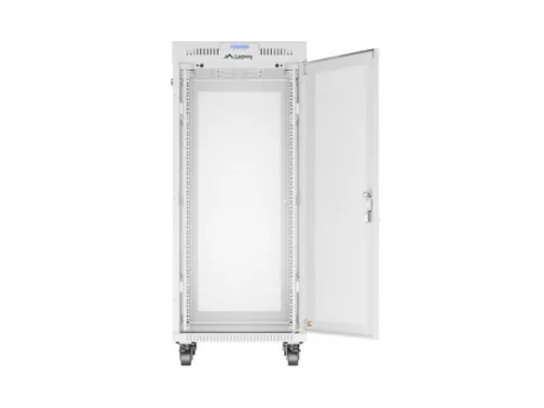 Lanberg FF01-6827-23SL 19" 27U SZÉL:600mm MÉLY:800mm MAG:1461mm lapraszerelt LCD hálós fémajtós szürke álló rack szekrény