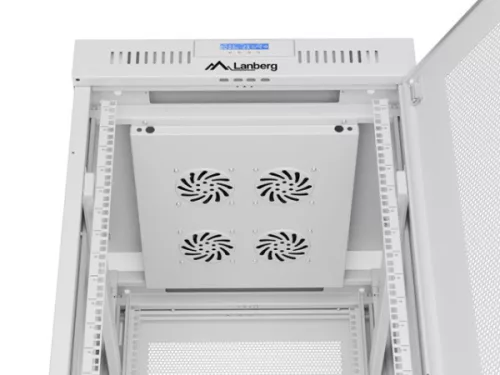 Lanberg FF01-6827-23SL 19" 27U SZÉL:600mm MÉLY:800mm MAG:1461mm lapraszerelt LCD hálós fémajtós szürke álló rack szekrény
