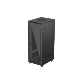   Lanberg FF01-6832-12B 19" 32U SZÉL:600mm MÉLY:800mm MAG:1603mm lapraszerelt üvegajtós fekete álló rack szekrény