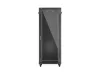 Lanberg FF01-6832-12B 19" 32U SZÉL:600mm MÉLY:800mm MAG:1603mm lapraszerelt üvegajtós fekete álló rack szekrény