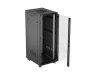 Lanberg FF01-6832-12B 19" 32U SZÉL:600mm MÉLY:800mm MAG:1603mm lapraszerelt üvegajtós fekete álló rack szekrény