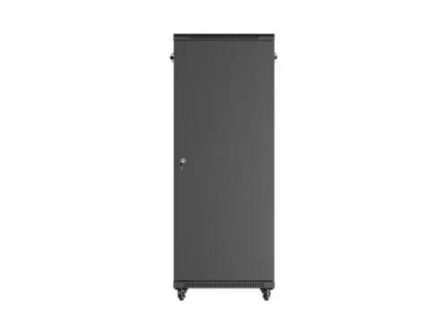 Lanberg FF01-6832-12B 19" 32U SZÉL:600mm MÉLY:800mm MAG:1603mm lapraszerelt üvegajtós fekete álló rack szekrény