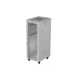   Lanberg FF01-6832-12SL 19" 32U SZÉL:600mm MÉLY:800mm MAG:1677mm lapraszerelt LCD üvegajtós szürke álló rack szekrény