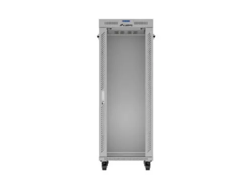Lanberg FF01-6832-12SL 19" 32U SZÉL:600mm MÉLY:800mm MAG:1677mm lapraszerelt LCD üvegajtós szürke álló rack szekrény