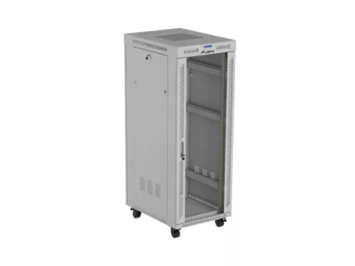 Lanberg FF01-6832-12SL 19" 32U SZÉL:600mm MÉLY:800mm MAG:1677mm lapraszerelt LCD üvegajtós szürke álló rack szekrény