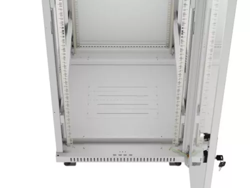 Lanberg FF01-6832-12SL 19" 32U SZÉL:600mm MÉLY:800mm MAG:1677mm lapraszerelt LCD üvegajtós szürke álló rack szekrény