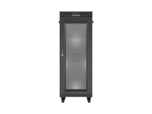 Lanberg FF01-6832-23BL 19" 32U SZÉL:600mm MÉLY:800mm MAG:1676mm lapraszerelt LCD hálós fémajtós fekete álló rack szekrény