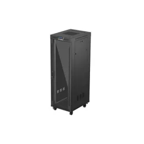   Lanberg FF01-6837-12BL 19" 37U SZÉL:600mm MÉLY:800mm MAG:1900mm lapraszerelt LCD üvegajtós fekete álló rack szekrény