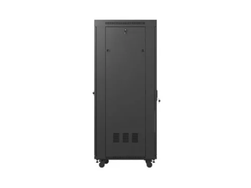 Lanberg FF01-6837-12BL 19" 37U SZÉL:600mm MÉLY:800mm MAG:1900mm lapraszerelt LCD üvegajtós fekete álló rack szekrény