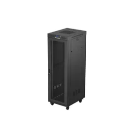   Lanberg FF01-6837-23BL 19" 37U SZÉL:600mm MÉLY:800mm MAG:1900mm lapraszerelt LCD hálós fémajtós fekete álló rack szekrény