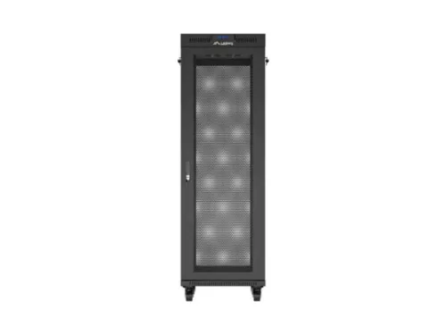 Lanberg FF01-6837-23BL 19" 37U SZÉL:600mm MÉLY:800mm MAG:1900mm lapraszerelt LCD hálós fémajtós fekete álló rack szekrény