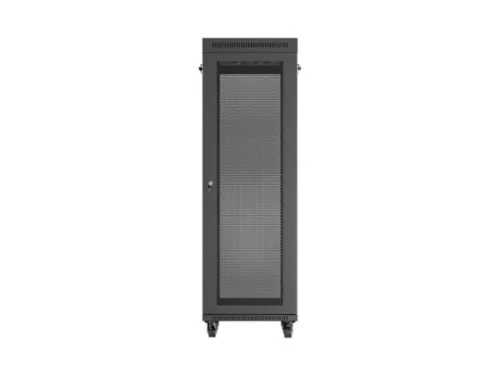 Lanberg FF01-6837-23BL 19" 37U SZÉL:600mm MÉLY:800mm MAG:1900mm lapraszerelt LCD hálós fémajtós fekete álló rack szekrény