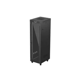   Lanberg FF01-6842-12BL 19" 42U SZÉL:600mm MÉLY:800mm MAG:2097mm lapraszerelt LCD üvegajtós fekete álló rack szekrény