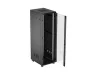Lanberg FF01-6842-12B 19" 42U SZÉL:600mm MÉLY:800mm MAG:2047mm lapraszerelt üvegajtós fekete álló rack szekrény