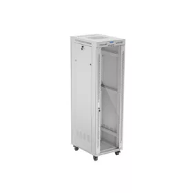   Lanberg FF01-6842-12SL 19" 42U SZÉL:600mm MÉLY:800mm MAG:2121mm lapraszerelt LCD üvegajtós szürke álló rack szekrény