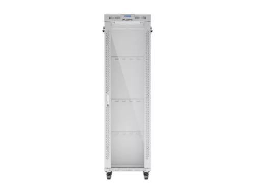 Lanberg FF01-6842-12SL 19" 42U SZÉL:600mm MÉLY:800mm MAG:2121mm lapraszerelt LCD üvegajtós szürke álló rack szekrény