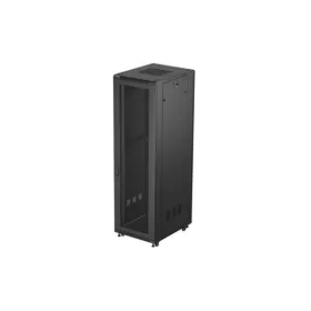   Lanberg FF01-6842-23B 19" 42U SZÉL:600mm MÉLY:800mm MAG:2047mm lapraszerelt hálós fémajtós fekete álló rack szekrény