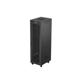   Lanberg FF01-6842-23BL 19" 42U SZÉL:600mm MÉLY:800mm MAG:2127mm lapraszerelt LCD hálós fémajtós fekete álló rack szekrény