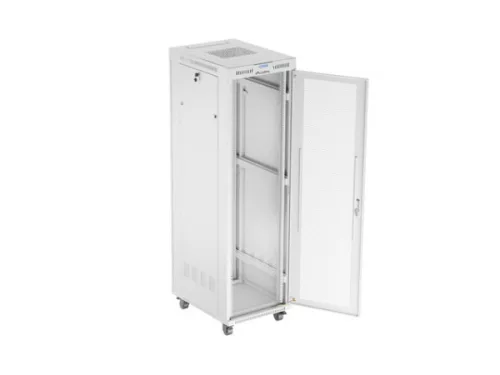Lanberg FF01-6842-23SL 19" 42U SZÉL:600mm MÉLY:800mm MAG:2121mm lapraszerelt LCD hálós fémajtós szürke álló rack szekrény