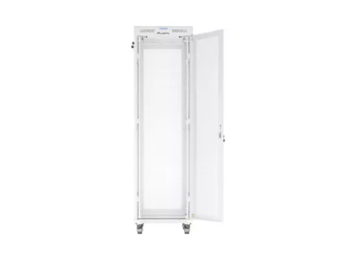 Lanberg FF01-6842-23SL 19" 42U SZÉL:600mm MÉLY:800mm MAG:2121mm lapraszerelt LCD hálós fémajtós szürke álló rack szekrény