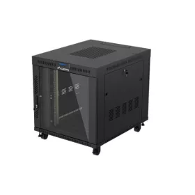   Lanberg FF01-8015-12BL 19" 15U SZÉL:800mm MÉLY:1000mm MAG:928mm lapraszerelt LCD üvegajtós fekete szerver szekrény