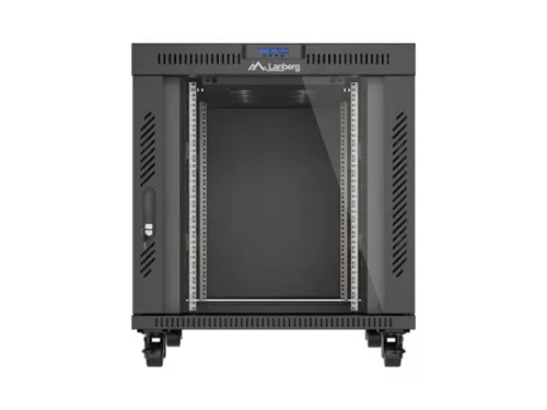 Lanberg FF01-8015-12BL 19" 15U SZÉL:800mm MÉLY:1000mm MAG:928mm lapraszerelt LCD üvegajtós fekete szerver szekrény