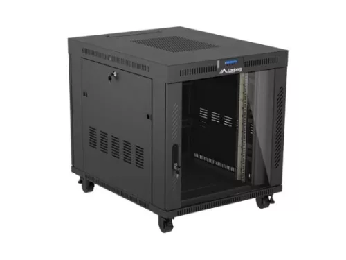 Lanberg FF01-8015-12BL 19" 15U SZÉL:800mm MÉLY:1000mm MAG:928mm lapraszerelt LCD üvegajtós fekete szerver szekrény