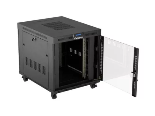 Lanberg FF01-8015-12BL 19" 15U SZÉL:800mm MÉLY:1000mm MAG:928mm lapraszerelt LCD üvegajtós fekete szerver szekrény