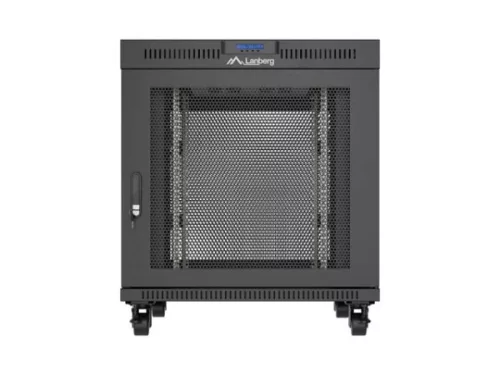 Lanberg FF01-8015-23BL 19" 15U SZÉL:800mm MÉLY:1000mm MAG:928mm lapraszerelt LCD halós fémajtós fekete szerver szekrény