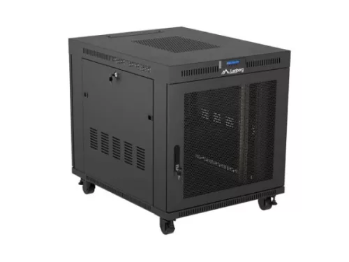 Lanberg FF01-8015-23BL 19" 15U SZÉL:800mm MÉLY:1000mm MAG:928mm lapraszerelt LCD halós fémajtós fekete szerver szekrény