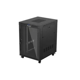   Lanberg FF01-8022-12BL 19" 22U SZÉL:800mm MÉLY:1000mm MAG:1239mm lapraszerelt LCD üvegajtós fekete álló rack szekrény