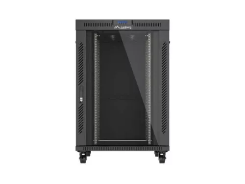 Lanberg FF01-8022-12BL 19" 22U SZÉL:800mm MÉLY:1000mm MAG:1239mm lapraszerelt LCD üvegajtós fekete álló rack szekrény