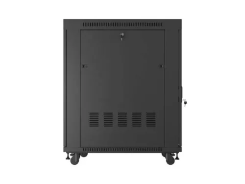 Lanberg FF01-8022-12BL 19" 22U SZÉL:800mm MÉLY:1000mm MAG:1239mm lapraszerelt LCD üvegajtós fekete álló rack szekrény