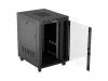 Lanberg FF01-8022-12BL 19" 22U SZÉL:800mm MÉLY:1000mm MAG:1239mm lapraszerelt LCD üvegajtós fekete álló rack szekrény