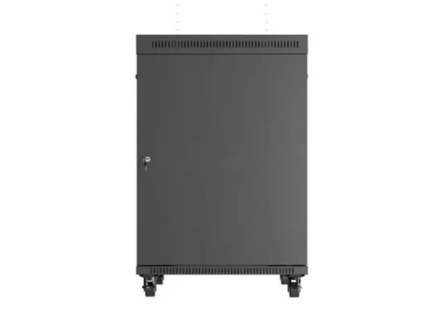 Lanberg FF01-8022-12BL 19" 22U SZÉL:800mm MÉLY:1000mm MAG:1239mm lapraszerelt LCD üvegajtós fekete álló rack szekrény