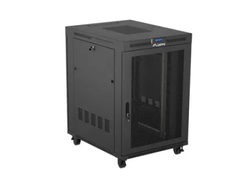 Lanberg FF01-8022-23BL 19" 22U SZÉL:800mm MÉLY:1000mm MAG:1239mm lapraszerelt LCD hálós fémajtós fekete szerver szekrény