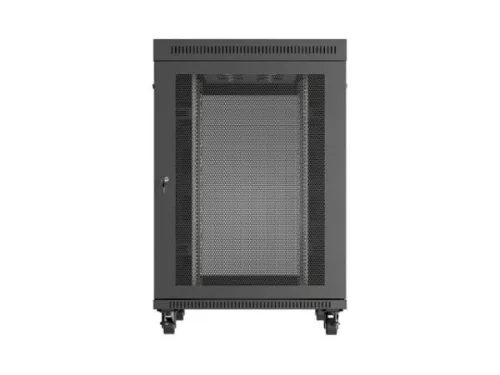 Lanberg FF01-8022-23BL 19" 22U SZÉL:800mm MÉLY:1000mm MAG:1239mm lapraszerelt LCD hálós fémajtós fekete szerver szekrény