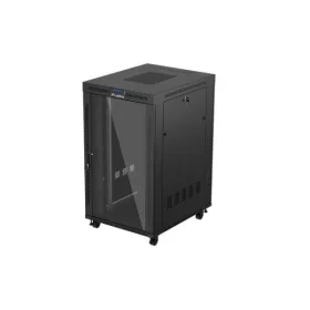   Lanberg FF01-8027-12BL 19" 27U SZÉL:800mm MÉLY:1000mm MAG:1461mm lapraszerelt LCD üvegajtós fekete szerver szekrény